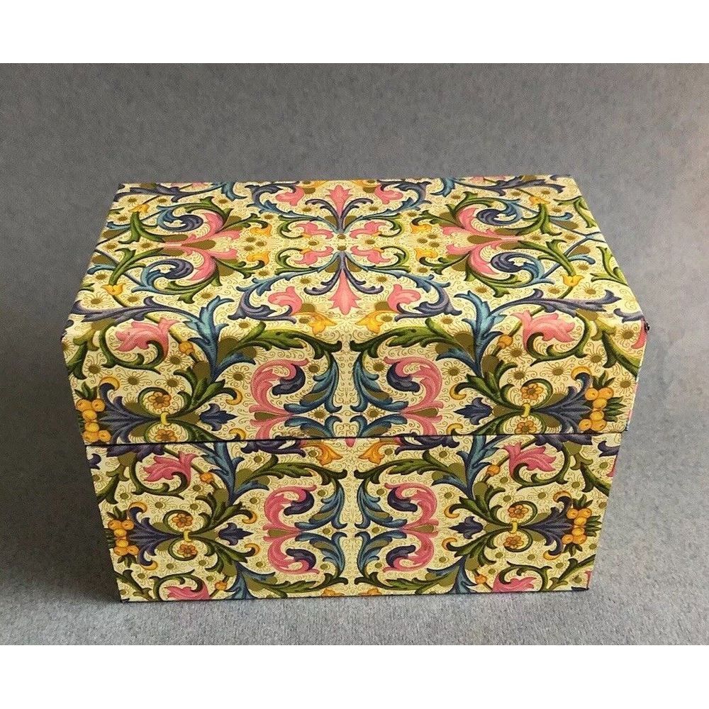 Vintage Ohio Art USA Florentine Metal Recipe Box With Dividers & Cards VGC!